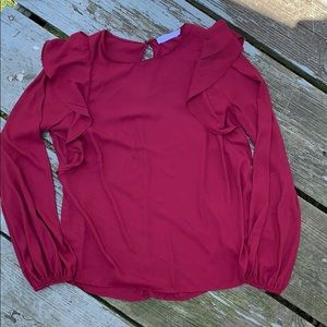 🍷Lush Ruffle Top Maroon Wine Small